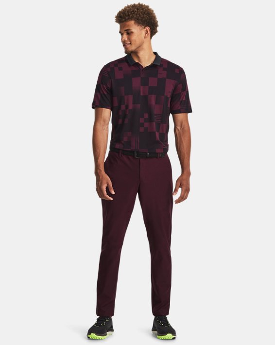 Men's Curry Printed Polo in Maroon image number 2